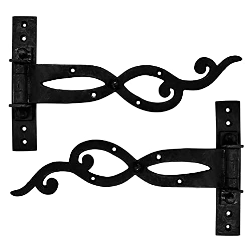 Akatva T Hinge Set - 2 Piece Gate Hinges For Wooden Fences Heavy Duty - Barn Hinges For Doors - Black Hinges – Hinges For Shed Door - Door Hinges Black Matte - Hinges Outdoor - Fence Strap Hinge Set #TOP25