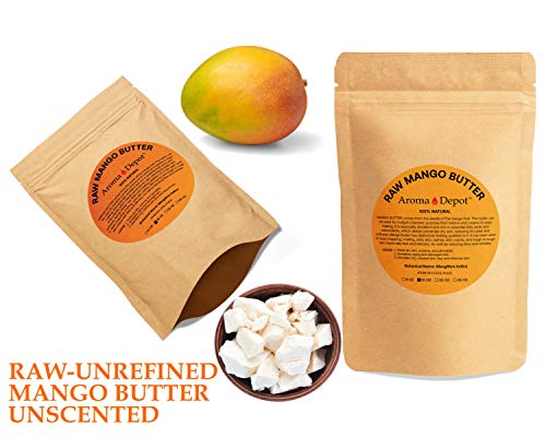 1 Lb / 16 Oz Pure - Raw Mango Butter Unrefined 100% Natural Great For Skin, Body, Hair Care. Diy Body Butter, Lotions, Creams Reduces Fine Lines, Wrinkles, Used For Eczema Psoriasis, Hexane-Free #TOP2