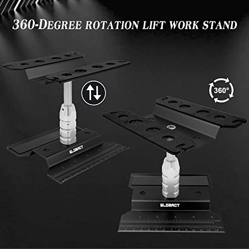 GLOBACT RC Car Repair Work Stand Repair Tool Set 360 Degree Rotation and 521 PCS RC Screws Kit and RC Screwdrivers and Screws Pallet Kit for 1/8 1/10 1/12 1/16 1/18 RC Car Truck Crawler (Black)