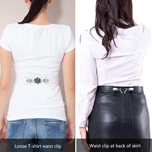 3 Pcs Vintage Elastic Shawl Cardigan Collar Clips & Back Pant Waist Tightener Clothes Brooch Clips for Women, 3 Styles3