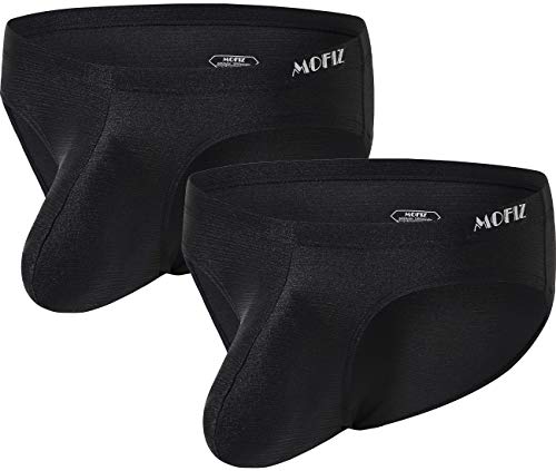 JINSHI Mens Bikini Underwear Soft Bikini Briefs No Ride Up Briefs Underwear Pouch Briefs 2 Pack(XL,2 Pack Black)