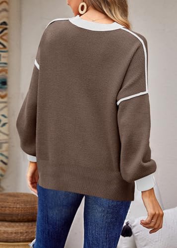 Image of Womens Oversized Sweaters Fall 2026 Fashion Clothes Colorblock Knit Tops