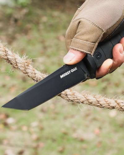 Image of Mossy Oak 10 Inch Fixed Blade Hunting Knife, 14C28N Full Tang Tanto Hunting Knife with Sheath for Survival, Camping, Hiking, Tactical Use