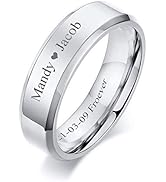 VNOX (Free Engraving) Stainless Steel Personalized Plain Band Ring for Men and Women,6MM/8MM