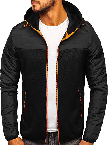 Preisvergleich Produktbild BOLF Herren Übergangsjacke Steppjacke Daunenjacke Sportjacke Freizeitjacke Materialmix Kapuze Reißverschluss Street Style J.Style KS1881 Schwarz M [4D4]