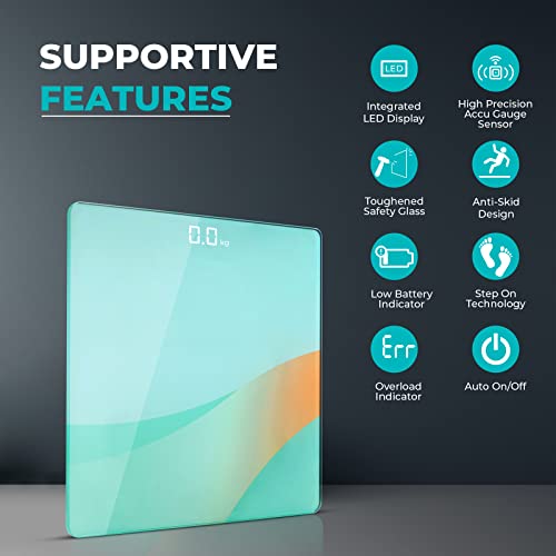 beatXP Optifit Air Digital Weighing Scale with Backlit LED Panel (Blue), Electronic Weight Machine for Body Weight with 6 mm Thick Tempered Glass -... - Image 4