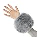 Ibluelover 1 Pair Faux Fur Wrist Cuffs Fuzzy Cozy Wrist Warmers Cold Weather Warm Fashion Festival Accessories for Women