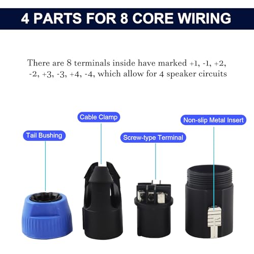 Kit conector Speakon 8 polos, 2 sets compatible NL8FC miniatura 5