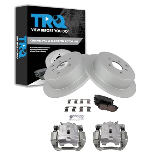 Image of TRQ Rear Brake Pad and Rotor Set Ceramic G Coated 292mm Diameter Rotors