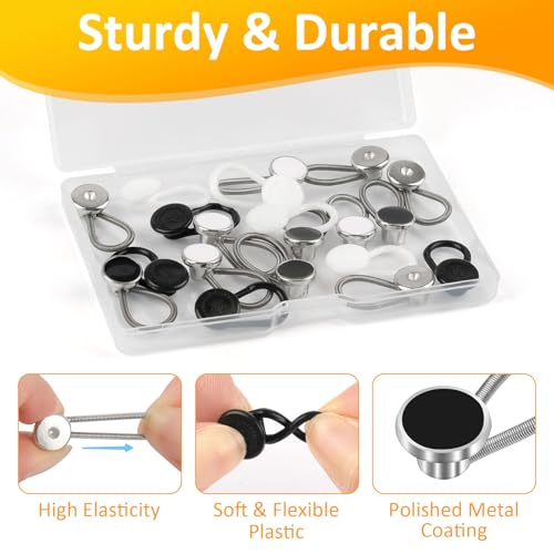Image of 20 Pcs 5 Styles Collar Extenders for Mens Shirts, Elastic Neck Extenders /Button Extender for Dress Shirts, Tie, Suit Accessories Men for 1 /2 Size Expansion of Men Dress Shirts
