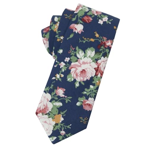 Image of Mantieqingway Floral Ties for Men Skinny Cotton Tie Flower Necktie