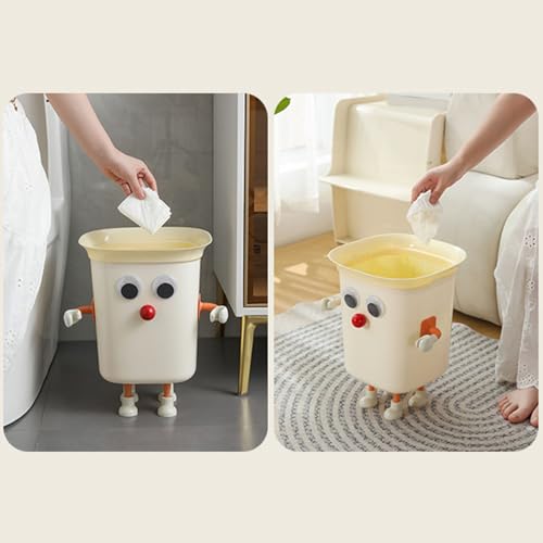 Caneca de basura para cocina con diseño divertido y color crema miniatura 3