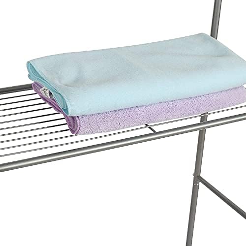 HOME BI Bathroom Space Saver,2-Tier Over the Toilet Storage Rack, Freestanding Metal Storage Shelves, Bathroom Shelf, Metal Shelf Organizer in Silver,24.02" W x 8.07 D x 61.42" H (Silver, 3-Tier)
