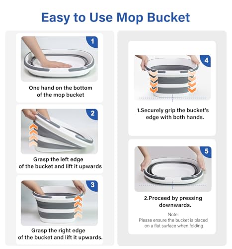 Image of Lesipee Upgraded 16L Collapsible Mop Bucket with Multi-Functional Lid, 4-in-1 Foldable Silicone Tub with Table Surface, Floor Stand, Space Saving 4.2 Gallon Storage Solution for Home & Outdoor