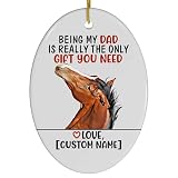 Being Bay Stallion Mustang Horse Dad is Really the Only Gift You Need Ornament Oval Ceramic Funny Personalized Name Christmas Tree Decoration Gifts for Mustang Horse Lovers