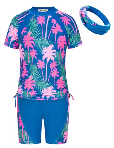 Image of GRACE KARIN Girls Rash Guard Swimsuit Short Sleeve Two Piece Bathing Suit 6-12Y