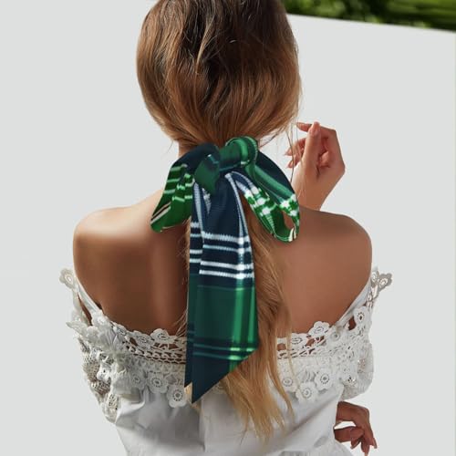 Blue Scottish Tartan Print Women Head Scarf Neck Scarves Handbag Beach Bag Hand Band Necktie Hat Accessory ﻿4