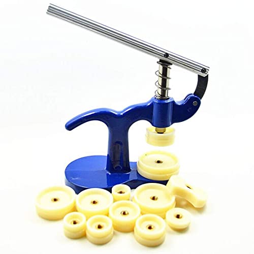 Lawei Uhr Presse Einpresswerkzeug Gehäuseschließ Uhr Reparatur Werkzeug mit 12 Druckplatten Kunststoffeinsätze, 18 mm - 50 mm Cover
