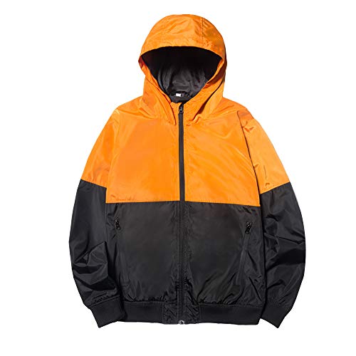 NOBRAND - Chaqueta de color para hombre, con capucha, informal, gran capa delgada Naranja naranja S