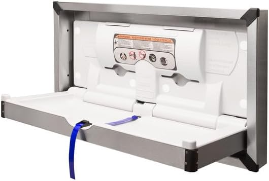 Bradley Surface-Mounted Baby Changing Station, Pneumatic Gas Shock, Built-in Liner Dispensers, Adjustable Safety Belt, Stainless Steel Exterior, Ideal for Commercial Restrooms (962-110000)
