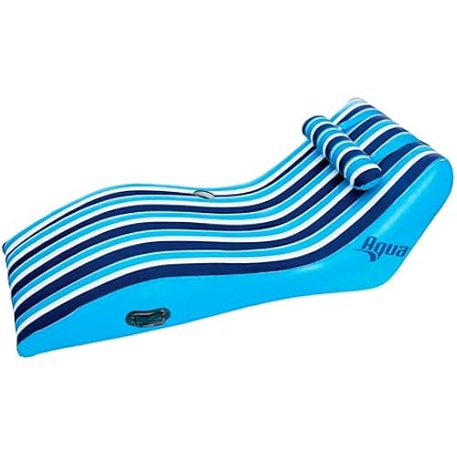Aqua Ultra-Comfort Floating Pool Chair & Lake Raft with Pillow – Heavy Duty Pool Float, Lake Floating Chair