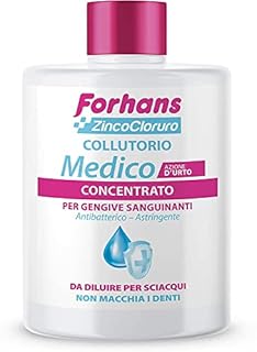 Forhans, Collutorio Medico Concentrato, Azione d'Urto, con Zinco Cloruro, Azione Antisettica, Antibatterica, Astringente e Antinfiammatoria, Gengive Sane, Non Macchia i Denti, 75 ml