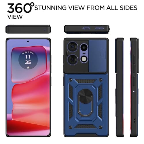 Image of AIBEX Back Cover for Motorola Edge 50 Pro 5G | D10 Tough Armor Case | Sliding Camera Shield | 360 Protection | Kickstand Ring Holder | Military-Grade Shockproof Bumper Case