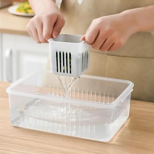 Image of HomeWiz Fridge Storage Containers Large 6-Grid | Air Tight Storage Container Set | Fridge Organiser Storage Boxes | Food Grade BPA-Free Plastic Containers |Stackable & Transparent|Removable Mini Boxes