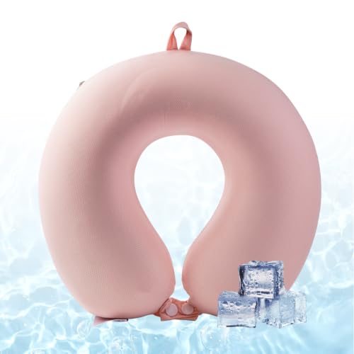 Image of Niuniu Daddy Cooling Travel Neck Pillow, Cool to Touch Memory Foam, Pink