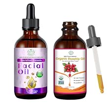 Lavender Blend Oil & Rosehip Oil Set, 100% Organic & Natural -Moisturizer for Face Gua Sha Essential Oils Mixing, Both 60 oz