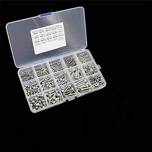 480PCS M2 M3 M4 Socket Head Screws Stainless Steel Hex Socket Head Cap Screws Assortment Kit Bolts and Nuts Set+ Box