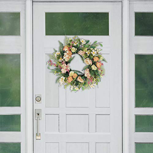 Puleo International 24" Artificial Rose And Hydrangea Floral Spring Door Wreath #TOP2
