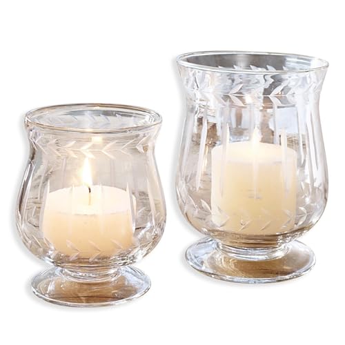 Loberon Lot de 2 photophores Moon | Photophores décoratifs en Verre Transparent | Soufflé à la Bouche | Décoration avec Taille décorative | 2 photophores...