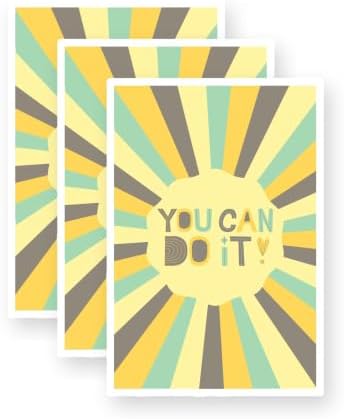 You Can Do It - Yellow Retro Vinyl Stickers 3 Pack 3 Inch image 5