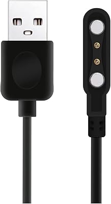 BaiWeiDun Smart Watch Charger Smartwatch Charging Cable 2 Pin Cord, Universal Magnetic Charger Contact pin spacing 4 mm (Black)