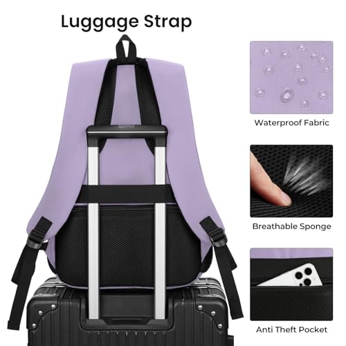 Image of YAMTION Laptop Backpack for Men, Black Backpack, School Backpack for Boys and Girls, Bookbag, Work Backpack (Purple, 15.6 inch)