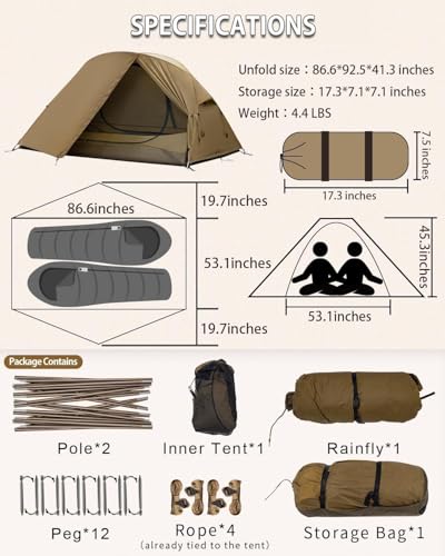 Carpa de Camping MC TOMOUNT Ultraligera de Nylon para 1-2 Personas miniatura 6