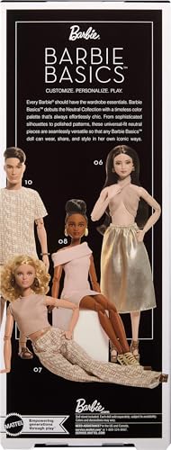 Image of Barbie Basics Model Collector Fashion Doll 07 with Blonde Hair & White Print Pants, Universal-fit Fashions & Posable Body