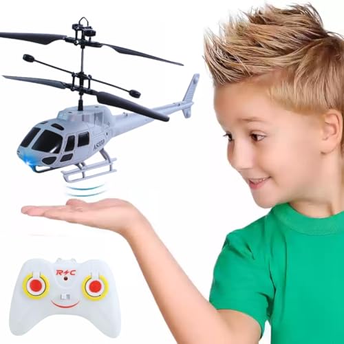 Image of KIDZYMON RC Flying Helicopter with Hand Gravity Sensor, Charging Battery, 3D Light, Safety Sensor, Gravity Sensor, Suitable for Kids Age 4+ Years (Millitary)