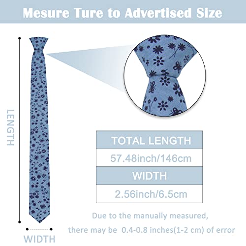 Image of Mantieqingway Men's Cotton Floral Neck Tie 2.56'' Printed Skinny Tie