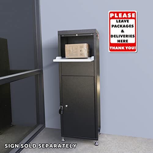 Package Delivery Box Locking Parcel Drop Box - 15'' X 11.25'' X 45.25'' Package Safe Box With Keys, Combination Lock, Red Flag, Mounting Hardware - Lockable Package Delivery Box For Home And Business #TOP1