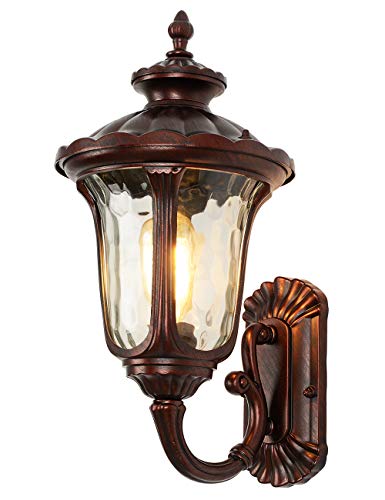 Preisvergleich Produktbild Charoom Außenleuchten Retro-Außenwandleuchte Wandgehäuse aus Aluminiumdruckguss in Bronze oberfläche, wasserdichte Wandleuchte mit klarem, gehämmertem Glas,Rustikale Außenwandleuchte Außen-Wandleuchte