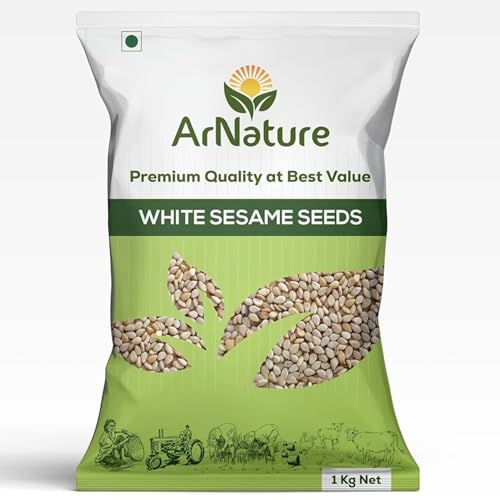 Image of ArNature Raw White Sesame Seeds 1Kg White Til /Gingelly 100% Clean and Natural | Safed Till Seeds for Eating | Everyday Essentials Indian Spices | Non - GMO | Antioxidant rich