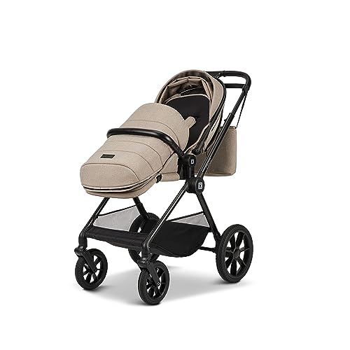 MOON 2 in 1 Kombi-Kinderwagen CLICC, Mud/Melange, mit Wanne und Sportwagen Sitz, bis 22 kg, faltbar mit Sportsitz, inkl. Wickeltasche, Fußsack, Regenschutz und Adapter, Kollektion 2024