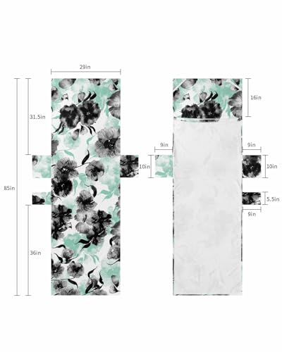 Teal Botanical Beach Lounge Chair Towel Cover, Soft Chaise Lounge Towel with Side Pockets Patio Pool Chairs Cover for Beach/Pool Sunbathing 29x85 Watercolor Black Spring Summer Floral Elegant