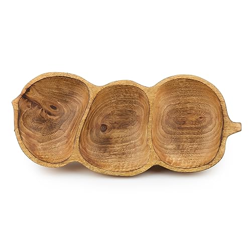 Tapeera 3 Compartment Serving Bowl - Wooden Divided Serving Tray