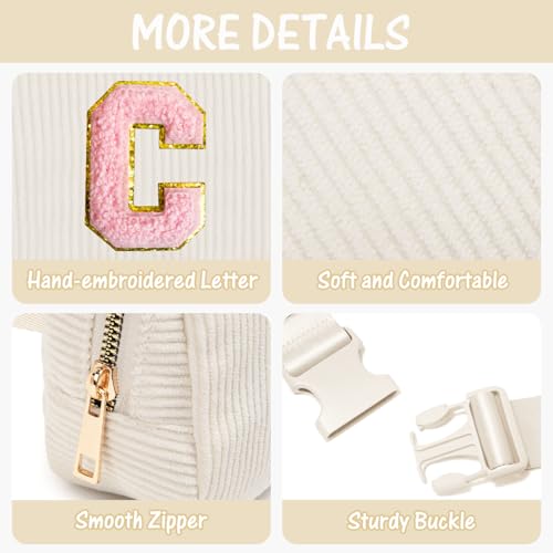 Image of Gitus Gifts for Teen Girls 10-12 12-14 14-16 16-18 Birthday Gifts for Girls Women Sister Teacher Initial Belt Bag Fanny Pack Crossbody Bags for Teen Girl Gifts Trendy Stuff Travel Essentials (Ivory-C)