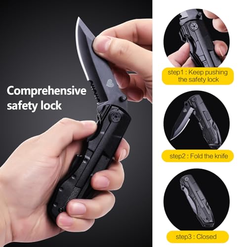 14 in 1 Multitool Pocket Knife for Men, Christmas Stocking Stuffers Gifts for Dad, Husband, Tactical Multi Tool screwdriver set with Nylon Sheath for Survival, Camping - Image 5