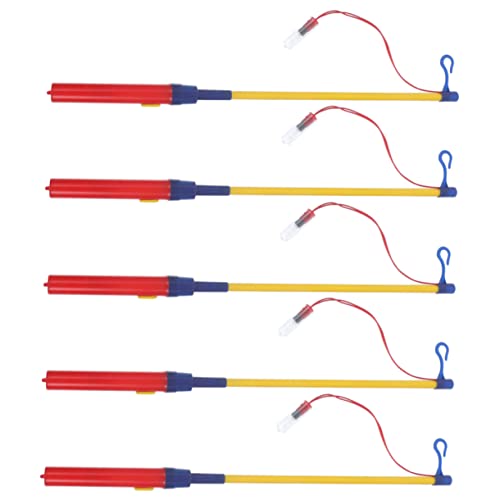 FELTECHELECTR 5Pcs Lantern Holders with LED Light Lantern Sticks for Walking Stick for Year Celebrations No Battery Required