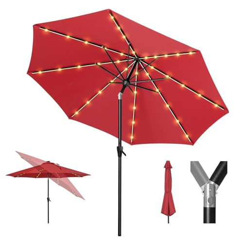 Image of Tempera Patio Market Outdoor Table Umbrella with Auto Tilt and Crank, Large Sun Umbrella with Sturdy Pole & Fade Resistant Canopy, Easy to Set